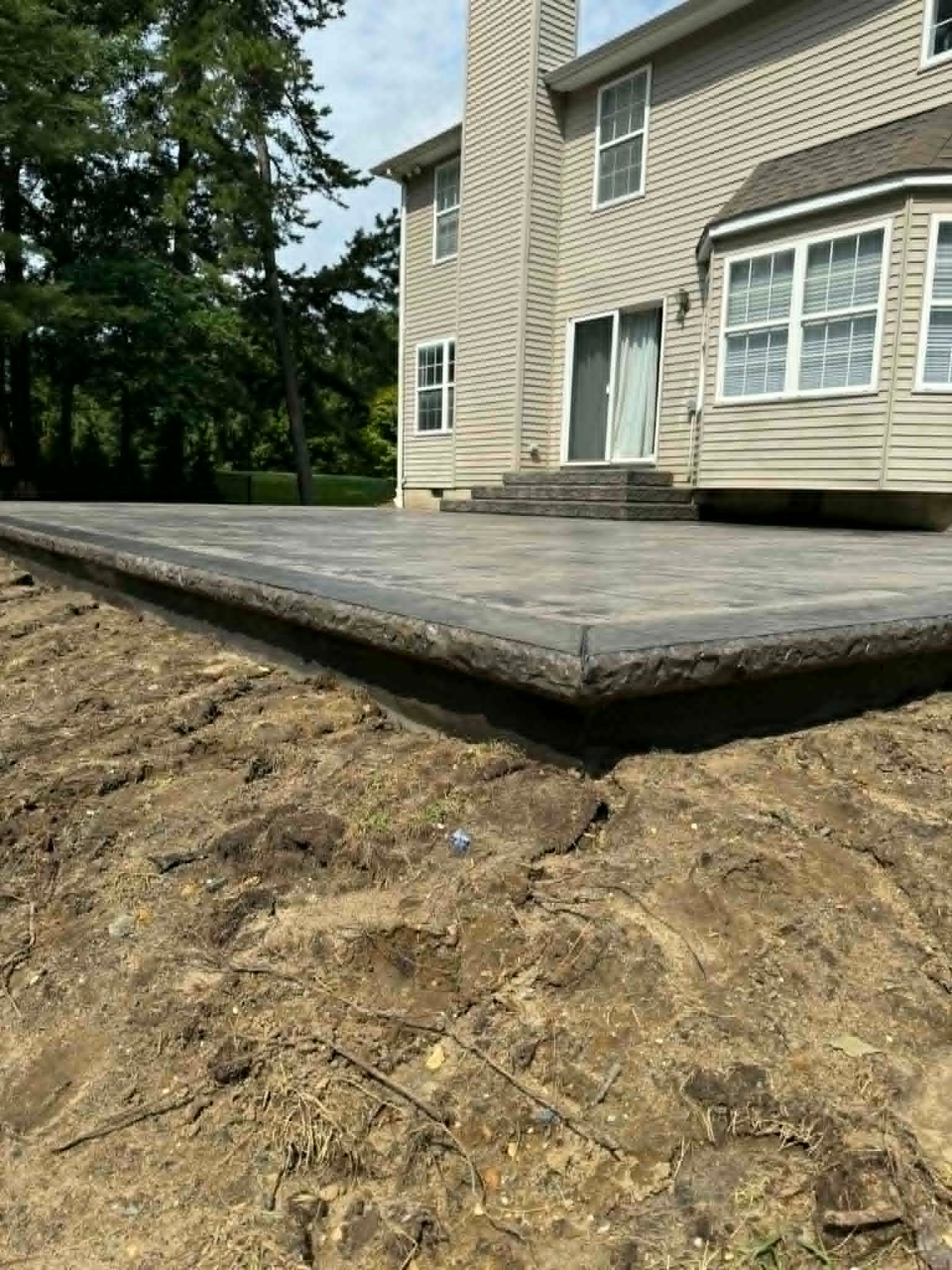 Finished stamped concrete patio edge detail