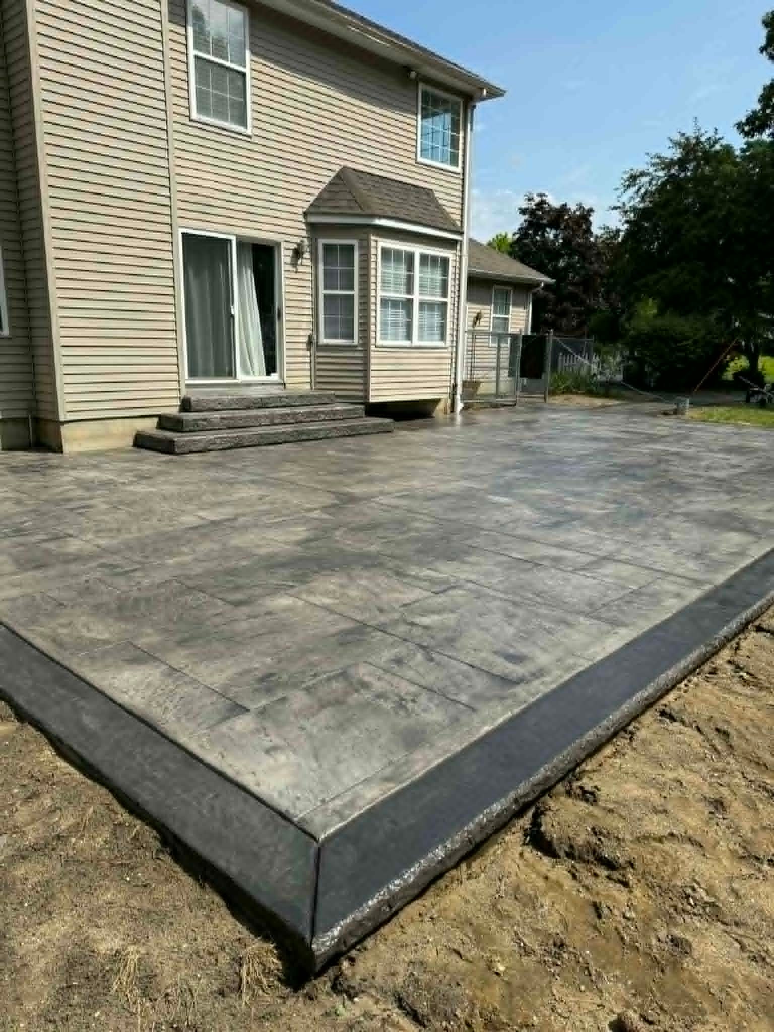 Completed stamped concrete patio South Jersey