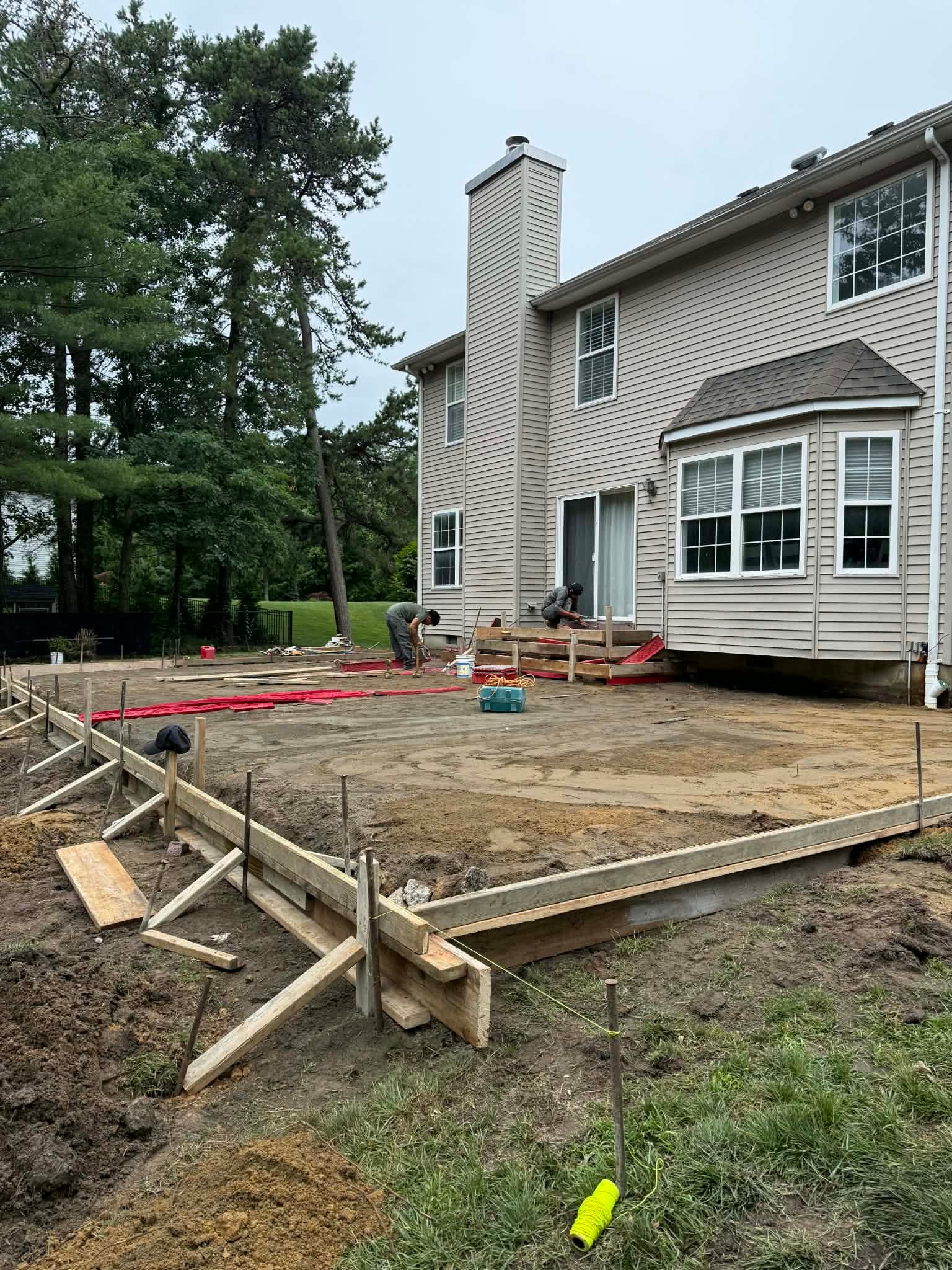 Stamped concrete patio framing and rebar
